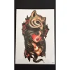 XiaoTeng Tillfällig Tatuering 21 x 15cm - Native american wolf girl> Smink