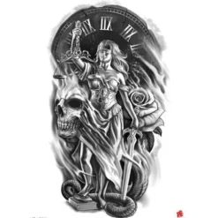 XiaoTeng Tillfällig Tatuering 21 x 15cm - Fräck tidlös kvinna> Smink