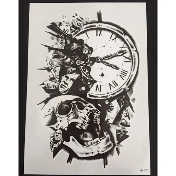 XiaoTeng Tillfällig Tatuering 21 x 15cm - ur dödskalle> Smink