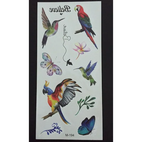 XiaoTeng Tillfällig Tatuering 19 x 9cm - fåglar> Smink