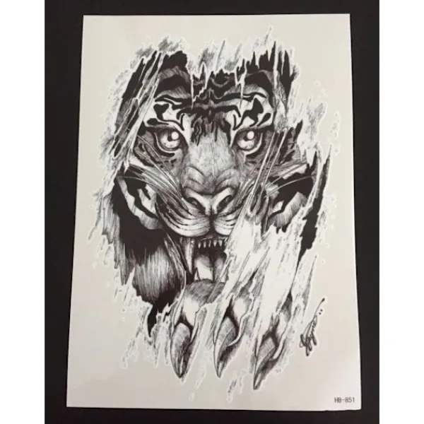 XiaoTeng Tillfällig Tatuering 21 x 15cm - tiger> Smink