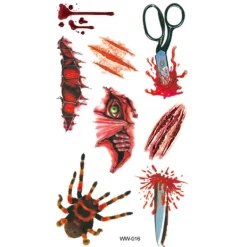 XiaoTeng Tillfällig Tatuering 10x5cm - Halloween special! Sax, spindel> Smink