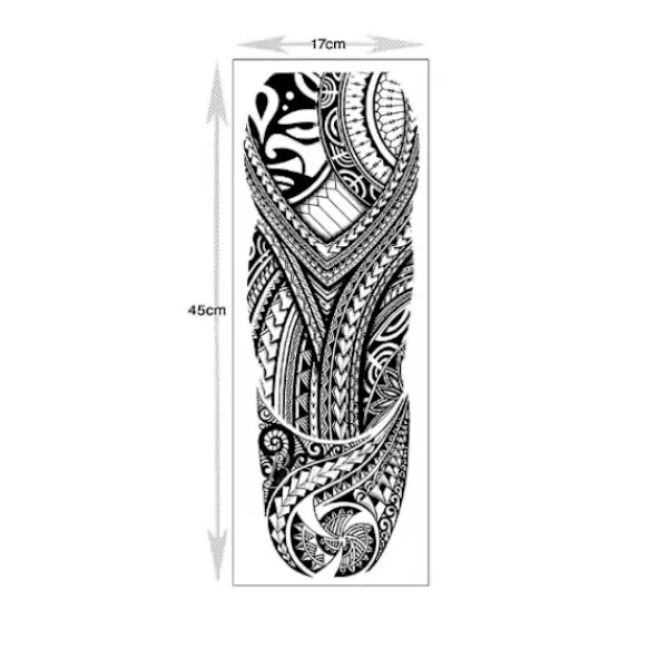 Tillfällig tatueringsärmöverföring - Full Arm Tribal Vattentät Fake Tat> Smink