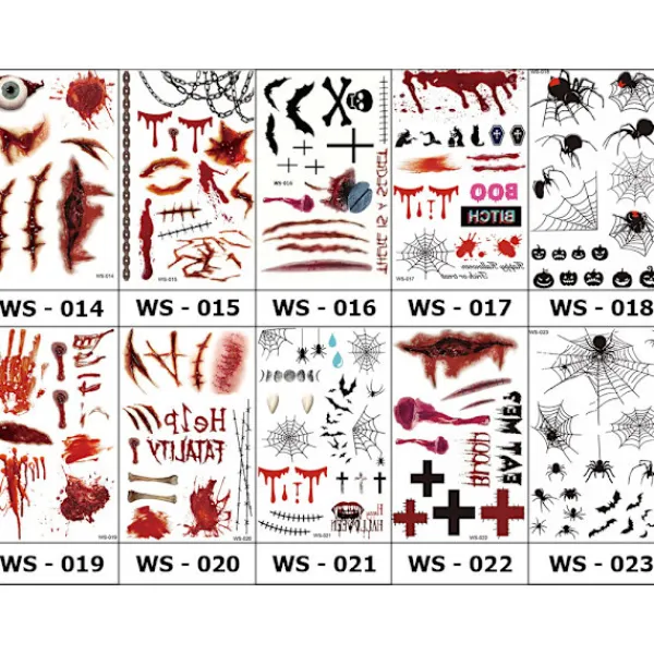 Tillfälliga tatueringar för Halloween - Realistiskt blodmotiv> Smink