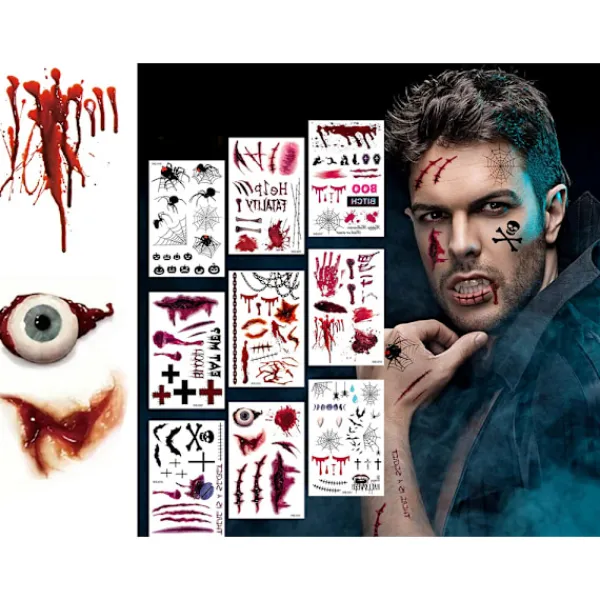 Tillfälliga tatueringar för Halloween - Realistiskt blodmotiv> Smink