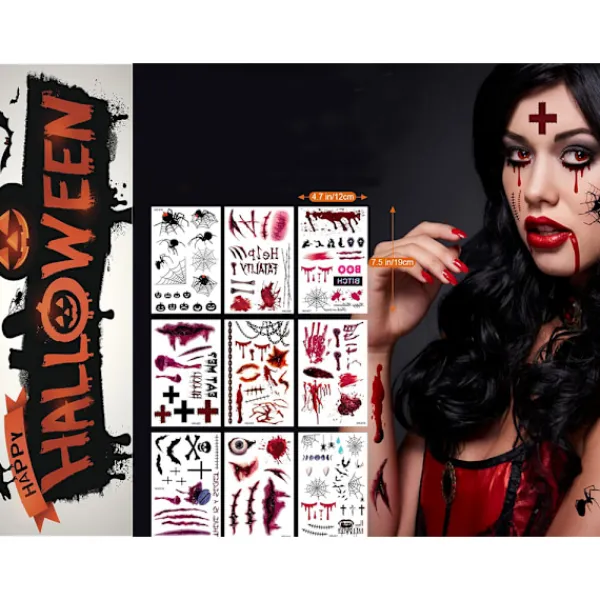 Tillfälliga tatueringar för Halloween - Realistiskt blodmotiv> Smink