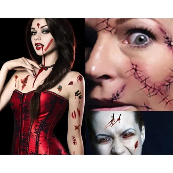 Tillfälliga tatueringar för Halloween - Realistiskt blodmotiv> Smink