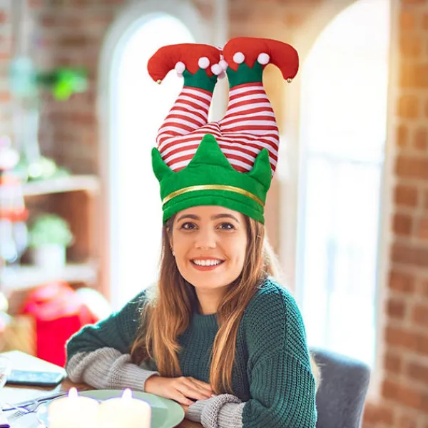 Tomtebyxor Santahatt Rolig Julfesthatt Bälte Randig Tomtebyxor Hatt Juldekorationer Kostymtillbehör (C)> Huvudbonader