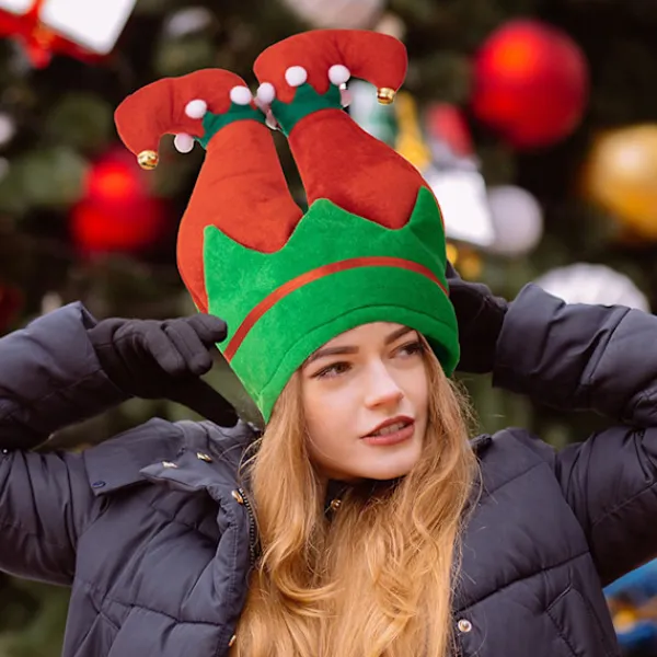 Tomtebyxor Santahatt Rolig Julfesthatt Bälte Randig Tomtebyxor Hatt Juldekorationer Kostymtillbehör (C)> Huvudbonader