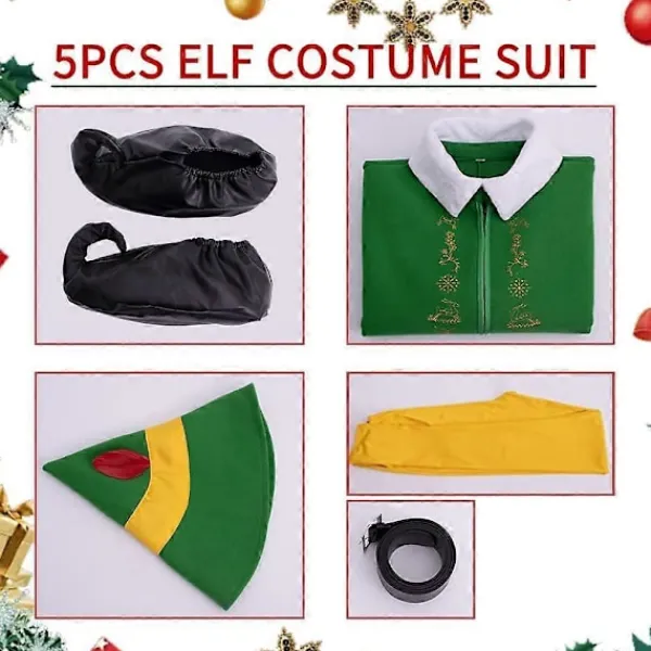 Tomtedräkt för män och kvinnor - Tomtedräkt för vuxna Komplett set Halloween Jul Cosplay Outfits XS-3XL M> Dräkter