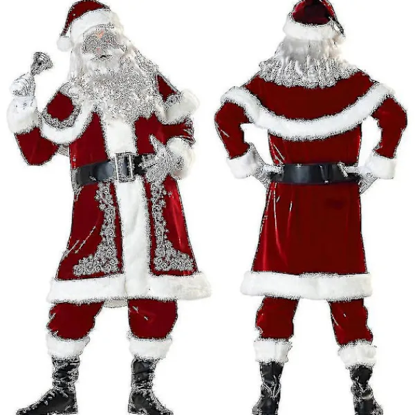 Tomtedräkt Vuxen Juldräkt Röd Deluxe Sammet Fancy 8 delar Gift_y -a 3XL_yux 3XL 3XL> Dräkter