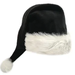 W Tomteluva för vuxna 75cm Svart Plysch Pompom Kostym> Huvudbonader