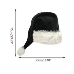 W Tomteluva för vuxna 75cm Svart Plysch Pompom Kostym> Huvudbonader