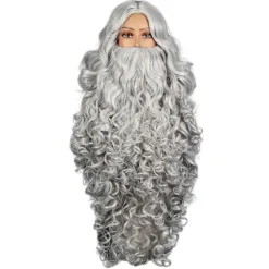 Tomteskägg och Peruk Set Deluxe Jultomte Hår med Skägg Falsk Mustasch Jul Tomte Cosplay Kostym Tillbehör Vit> Tillbehör