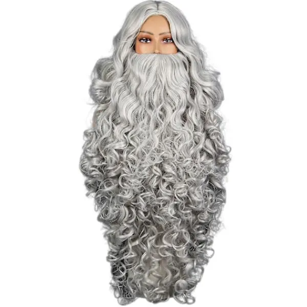Tomteskägg och Peruk Set Deluxe Jultomte Hår med Skägg Falsk Mustasch Jul Tomte Cosplay Kostym Tillbehör Vit> Tillbehör