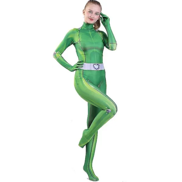 Totally Spies Cosplay kostym för kvinnor och flickor Anime Clover Sam Alex Bodysuit Suit Zentai W Purple Kids XL Adult M> Dräkter