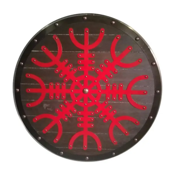 CherrysC Trävikingasköld handgjord Helm Of Awe metallskiva SWE14 one size> Huvudbonader