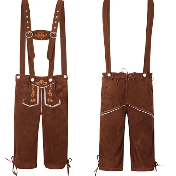 Tysk Oktoberfest Kostym Män | Rutig Skjorta med Broderade Hängslen & Hatt*Grå hatt*M Grå hatt _qcx M> Huvudbonader