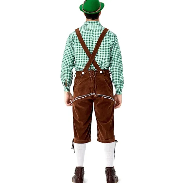 Tysk Oktoberfest Kostym Män | Rutig Skjorta med Broderade Hängslen & Hatt*Grå hatt*M Grå hatt _qcx M> Huvudbonader