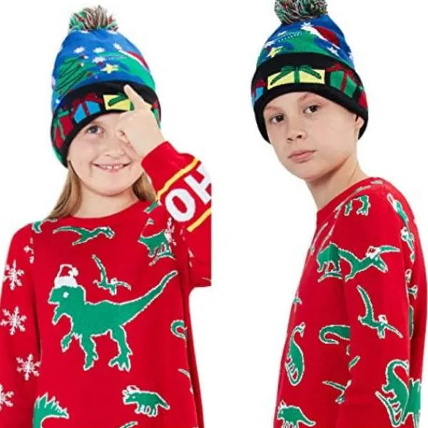 Unisex Jultomtehatt med Ljus - Fula & Färgglada LED-Stickade Mössor> Huvudbonader