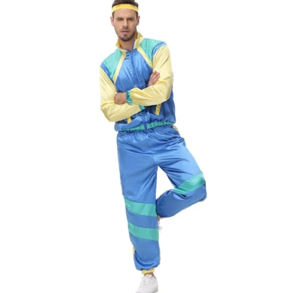 Holocky Unisex Tracksuit 80-tal 90-tal Disco Dansfest Kostym med Hårband XL> Dräkter