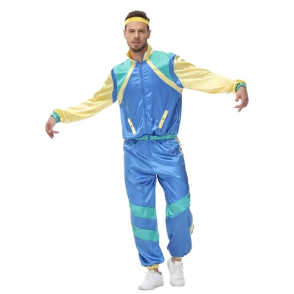 Holocky Unisex Tracksuit 80-tal 90-tal Disco Dansfest Kostym med Hårband XL> Dräkter