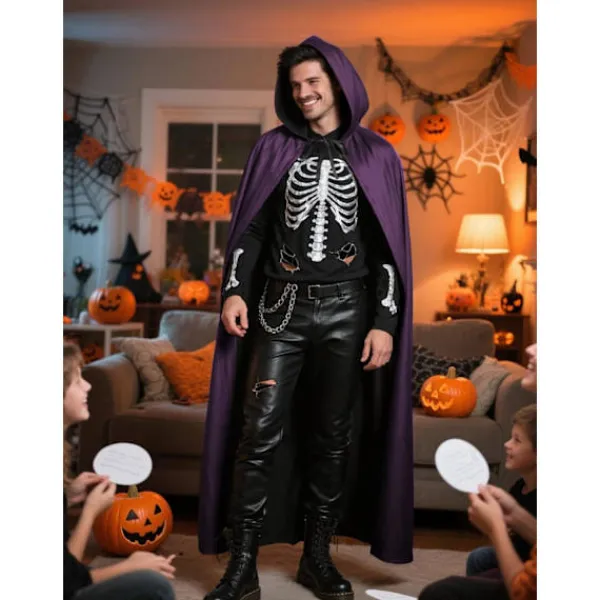 Unisex Vuxen Huvförsedd Cape Fullängd Halloween Jul Kostym Party Mantel Storlek 110 cm till 170 cm 170CM/67"> Dräkter