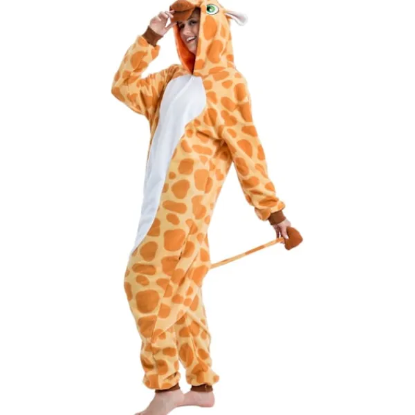Unisex Vuxen Plysch Pyjamas Dam Herr Jumpsuit Giraff Djurdräkt Halloween Karneval Kostym Orange L> Dräkter