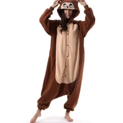 Unisex Vuxen Tecknad Kostym Halloween Jul Pyjamas Jumpsuit Onesies Plysch Cosplay Pyjamas Apa M_tfrf> Dräkter