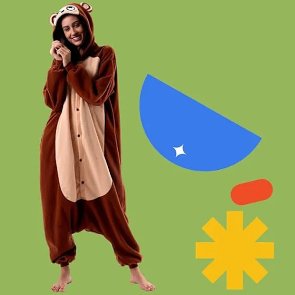 Unisex Vuxen Tecknad Kostym Halloween Jul Pyjamas Jumpsuit Onesies Plysch Cosplay Pyjamas Apa M_tfrf> Dräkter