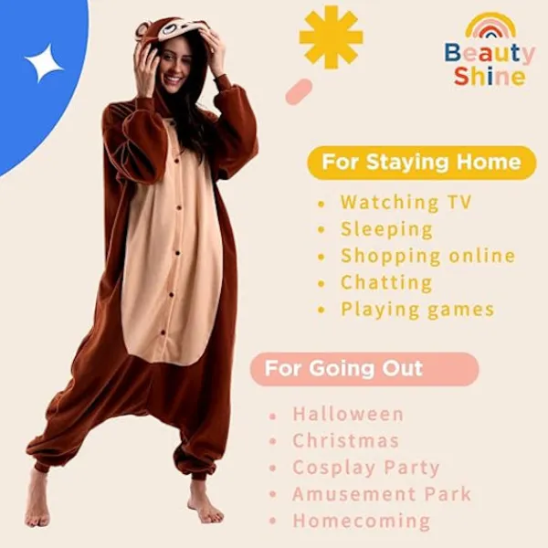 Unisex Vuxen Tecknad Kostym Halloween Jul Pyjamas Jumpsuit Onesies Plysch Cosplay Pyjamas Apa M_tfrf> Dräkter