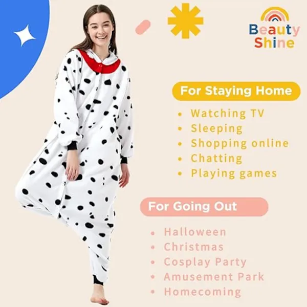 Unisex Vuxen Tecknad Kostym Halloween Jul Pyjamas Jumpsuit Onesies Plysch Cosplay Pyjamas Dalmatiner S_tfrf> Dräkter