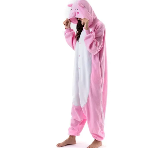 Unisex Vuxen Tecknad Kostym Halloween Jul Pyjamas Jumpsuit Onesies Plysch Cosplay Pyjamas Rosa Gris S_tfrf> Dräkter