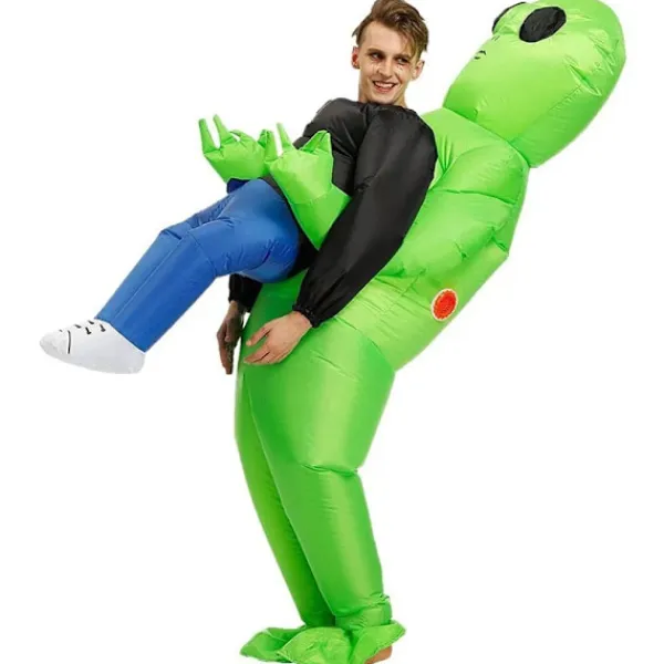 Uppblåsbar alienkostym för barn, lämplig för Halloween, rollspel, vacker kostym, grön 150-190cm> Dräkter