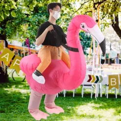 AIZHENCHEN Uppblåsbar Flamingodräkt Vattentätt Polyestertyg Uppblåsbar Kostym för 150-190cm Vuxen><noscript><img width=