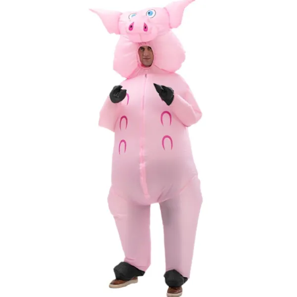 Uppblåsbar Grisdräkt för Vuxna - Halloween & Jul Party Outfit uppblåsbar gris Vuxenstorlek Rolig rosa gris Adult size> Dräkter