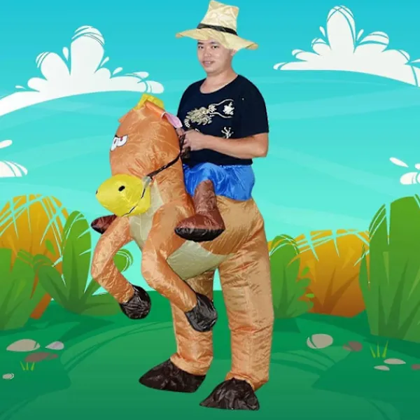 Uppblåsbar Häst-dräkt Cowboys På Häst Maskeradkostym Rolig Nyhet Utklädnad Partykläder-Perfekt> Dräkter