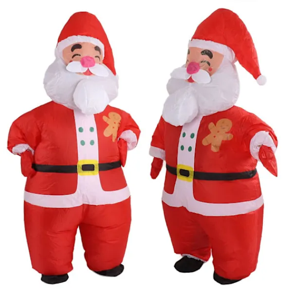 TryggHandla Uppblåsbar Juldräkt Rolig Uppblåsbar Julparty Dockdräkt för 150‑190cm Vuxen Cosplay Stort Huvud Santa-lingling}> Dräkter