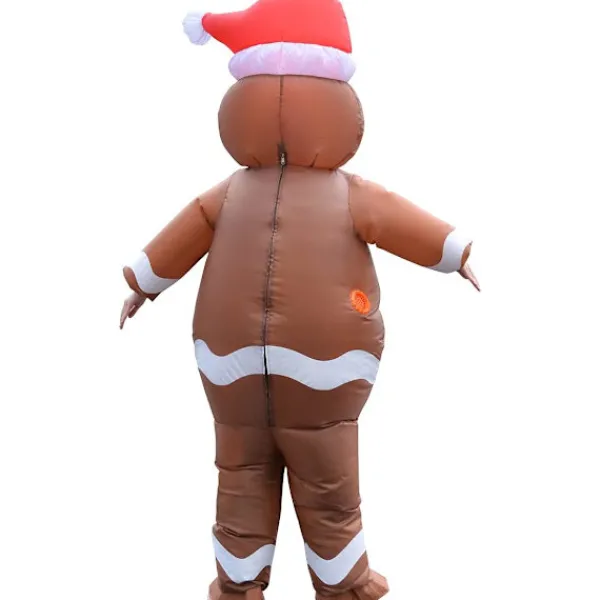 Uppblåsbar jultomte pepparkaksgubbe kostym unisex vuxen kostym cosplay fest (pepparkaksgubbe)> Dräkter