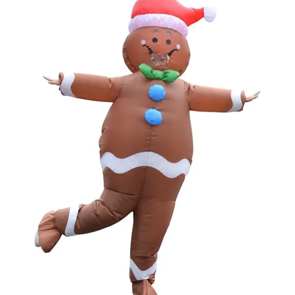 Uppblåsbar jultomte pepparkaksgubbe kostym unisex vuxen kostym cosplay fest (pepparkaksgubbe)> Dräkter