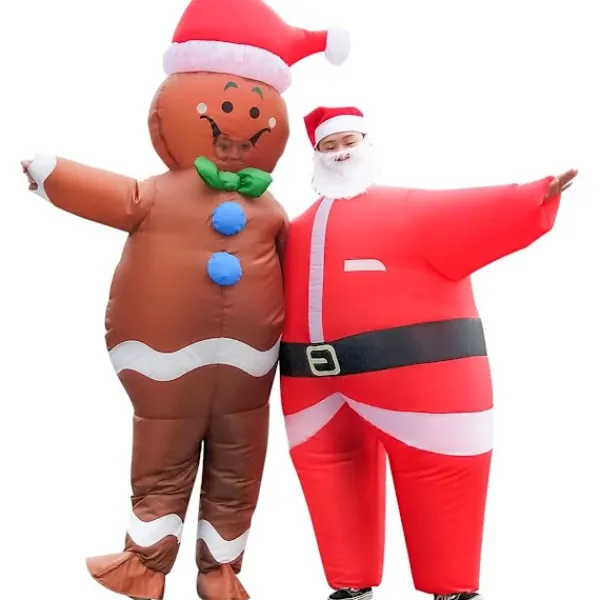 Uppblåsbar jultomte pepparkaksgubbe kostym unisex vuxen kostym cosplay fest (pepparkaksgubbe)> Dräkter