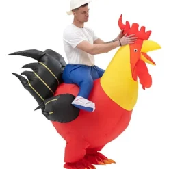 Uppblåsbar Kycklingdräkt Uppblåsbar Dräkt för Fest Halloween Jul Cosplay Vuxen Storlek F&Q vuxen —max plain red><noscript><img width=