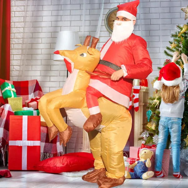 Uppblåsbar Tomtekostym, Uppblåsbar Julgranskostym, Uppblåsbar Julsnögubbekostym, Scenföreställningskostym Vuxen Jultomte One size One size | Fyndiq> Dräkter