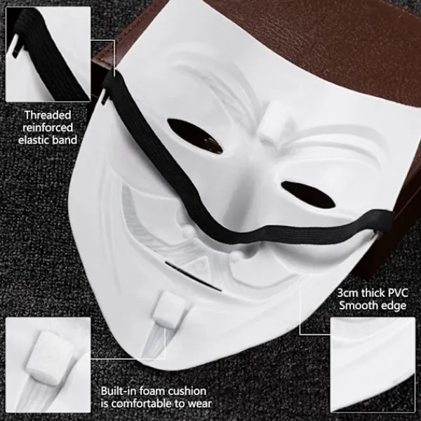V för Vendetta-mask, Anonymous Guy Fawkes Halloween-mask - Hacker-mask> Masker