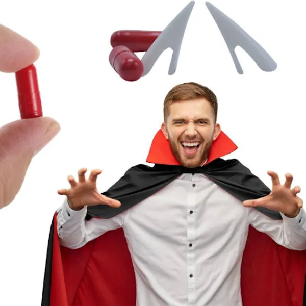 Vampyr dracula varulv kit halloween löständer med falskt blod> Tillbehör
