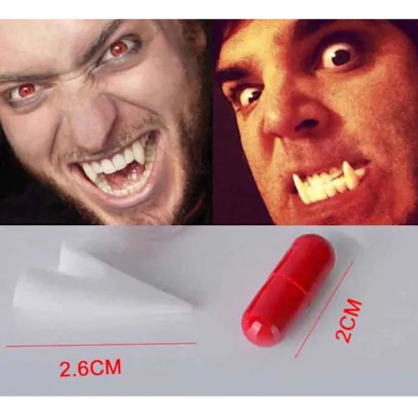 Maskeradjätten.se Vampyrtänder 2,6 cm 2-pack med blodampuller Halloween one size> Tillbehör