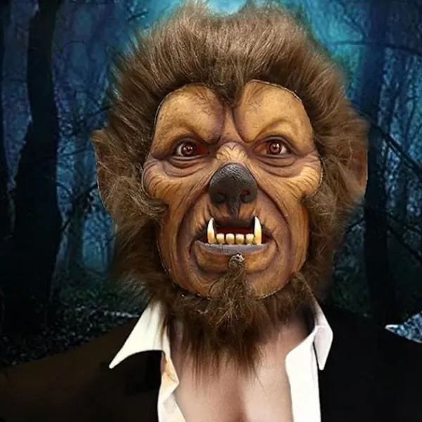 Varulvsdräkt Varulvsmask Halloween Horror Helhuvud Päls Varulvsmask med Hår Läskig Varulv Fullmåne Latex Djurmasker Varulv för Cosplayfest> Masker