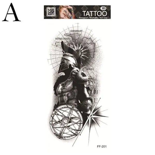 Vattentät Tatuering Klistermärke Med Varg Huvud Totem Arabisk Text Tatuering Klistermärke> Smink
