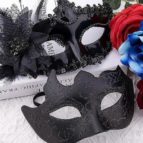 Venetiansk mask för par, maskeradmask, venetiansk spetsmask för kvinna, maskeradfest för man och kvinna> Masker
