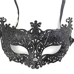 Venetiansk svart filigran maskeradbal mask festlig utklädnad jul> Masker